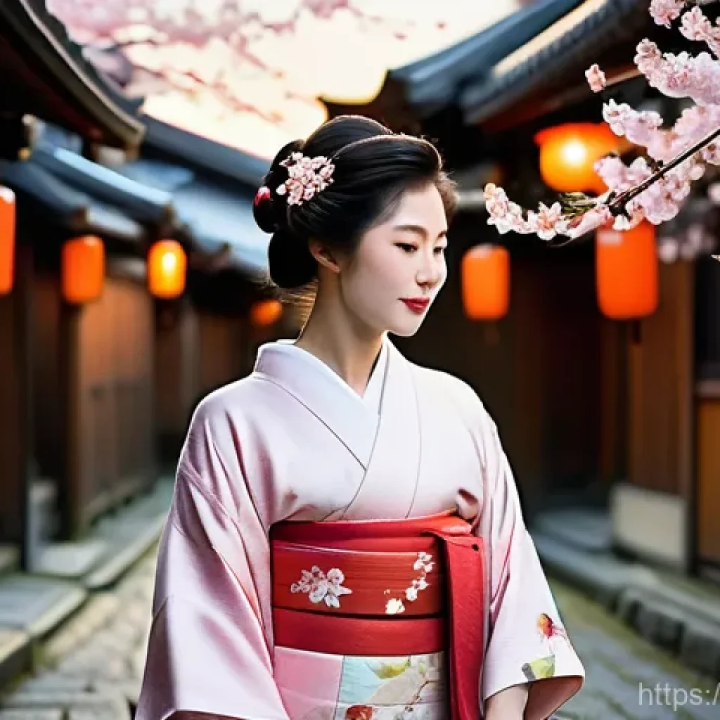 일본어 사용 국가 - **A Serene Kyoto Spring:** An elegant Japanese geisha, respectfully depicted in a beautifully intric...