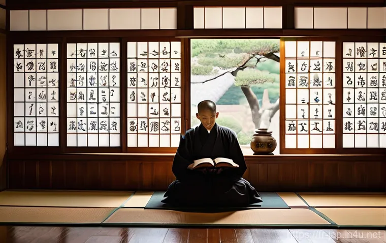 가나 문자의 발전 - **Prompt 1: The Genesis of Hiragana - Courtly Elegance**
    "A serene and elegant scene set within ...