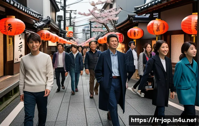 일본어 공용어 국가 - A vibrant street scene in Tokyo showcasing traditional and modern Japanese signage in kanji, hiragan...